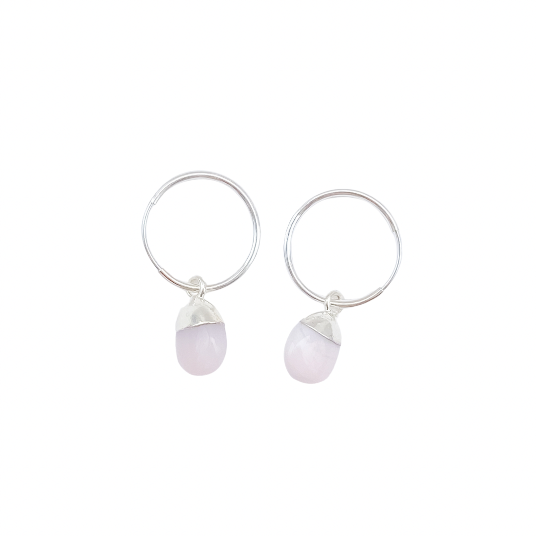 Pink Opal Hoop Earrings | October Birthstone | Nurturing