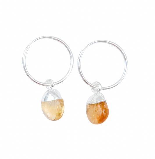 Citrine Hoop Earrings | November Birthstone | Abundance