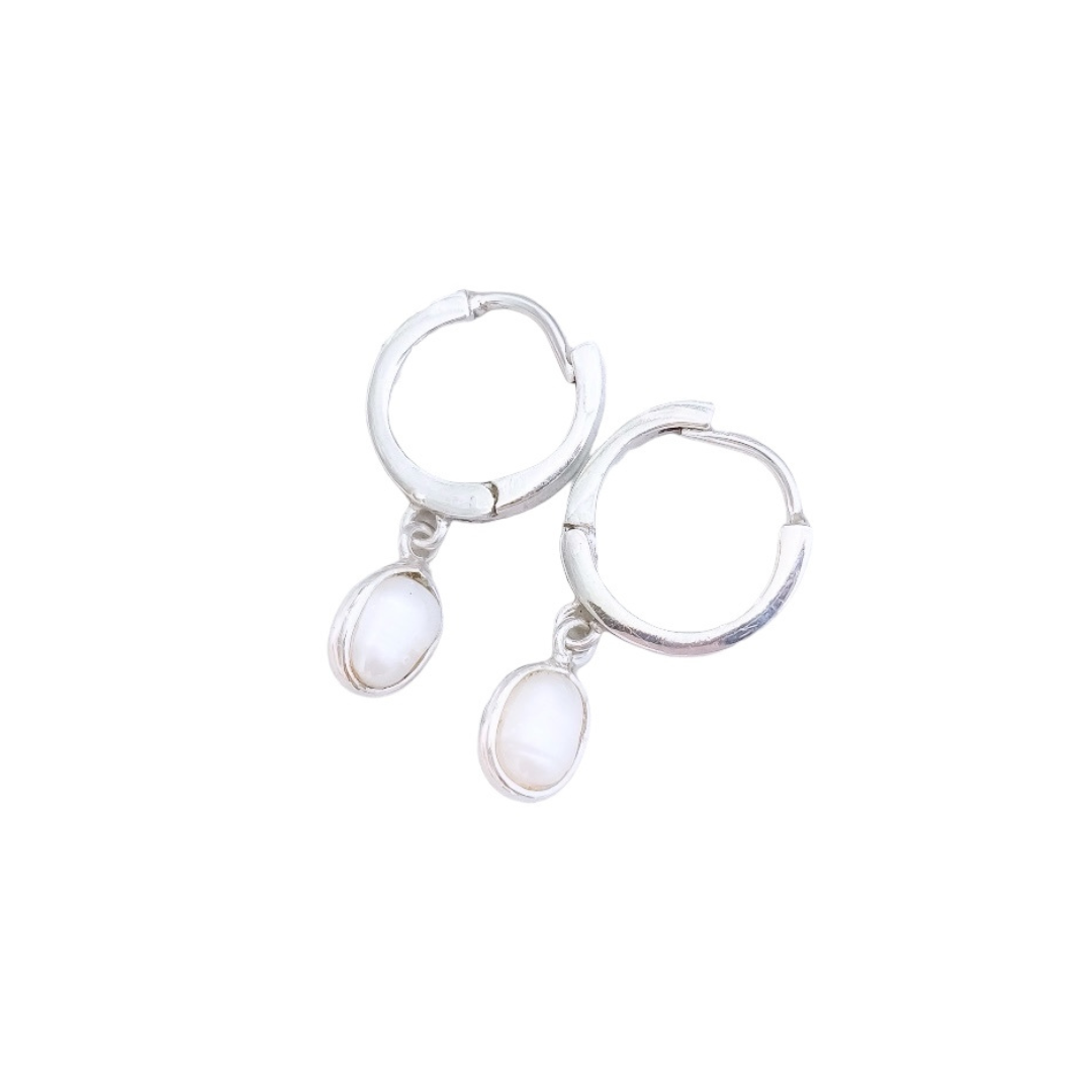 Pearl Sterling Silver Huggies | Purity