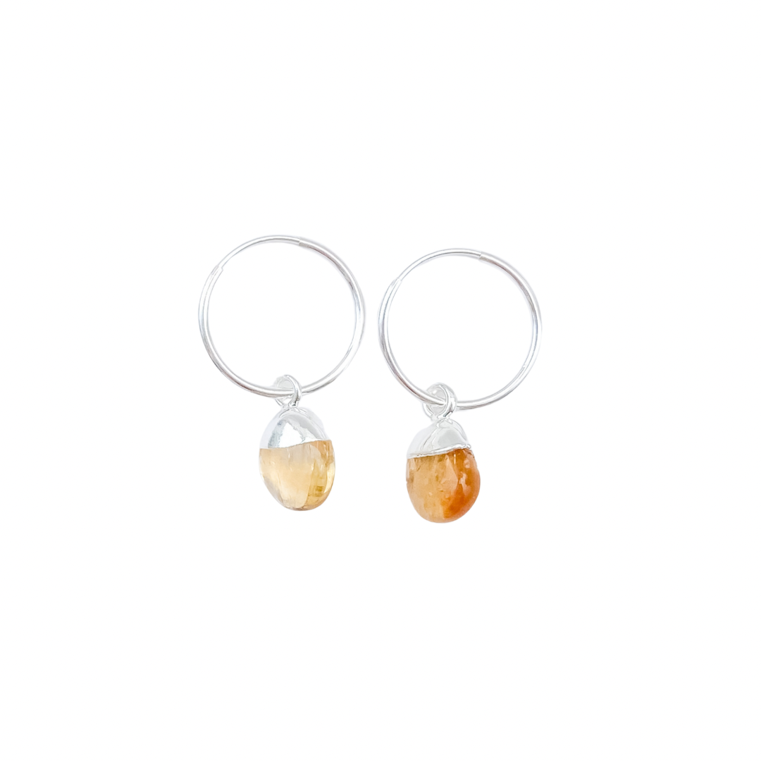 Citrine Hoop Earrings | November Birthstone | Abundance