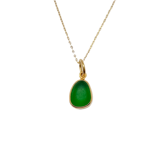 Emerald Green Gold Sea Glass Pendant