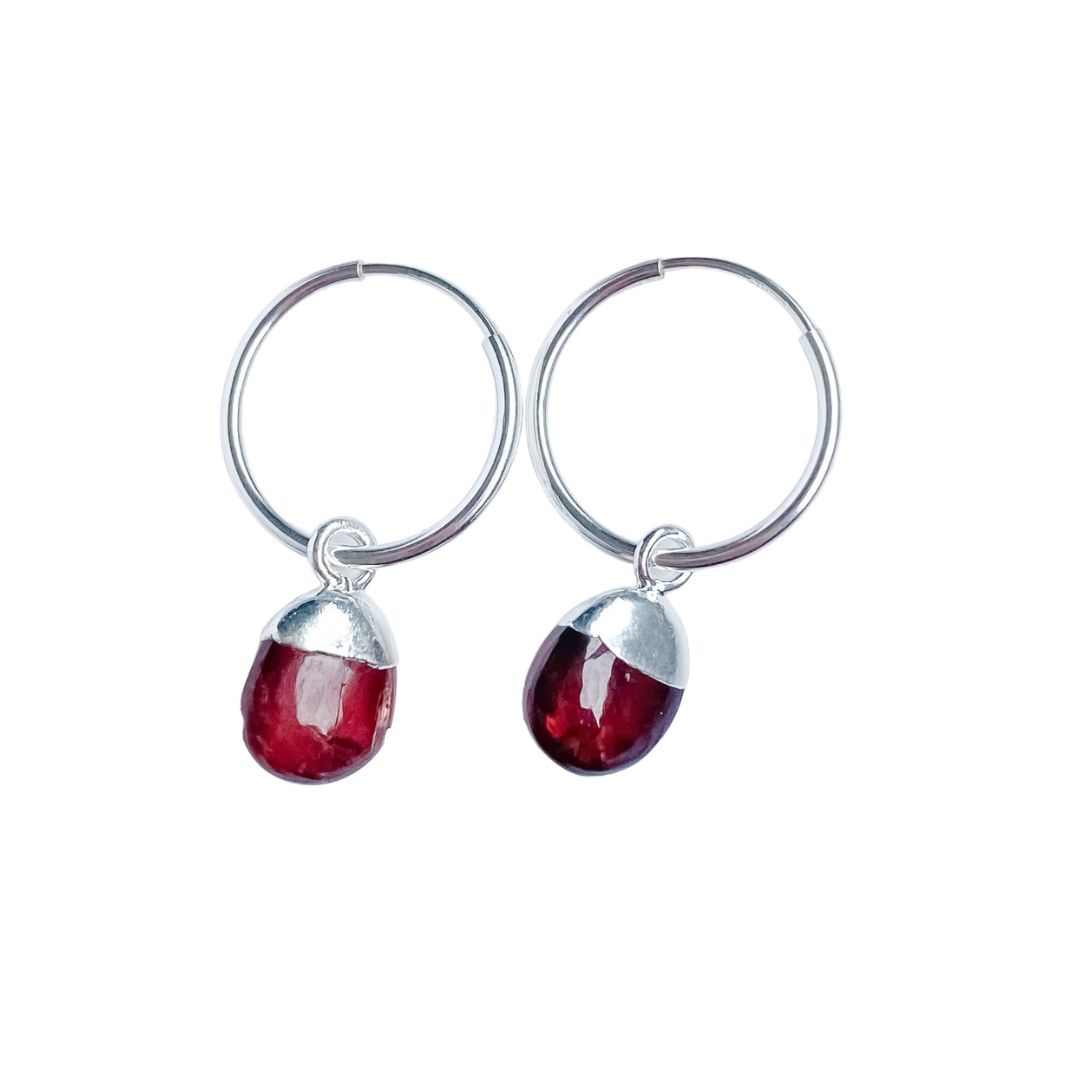 Garnet Hoop Earrings | January’s Birthstone |Passion