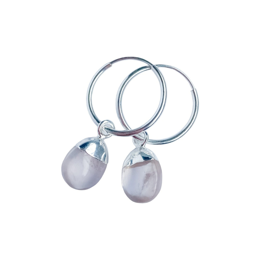 Rose Quartz Hoop Earrings | Love