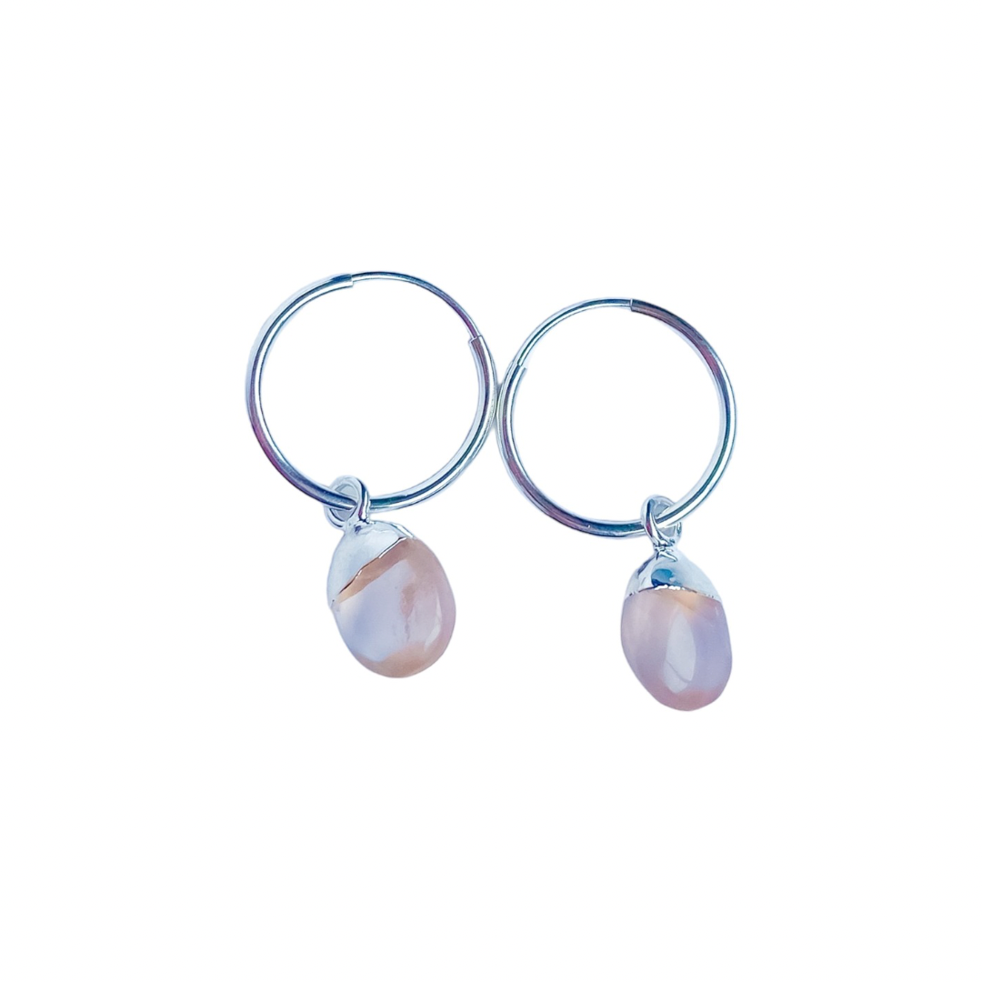 Rose Quartz Hoop Earrings | Love