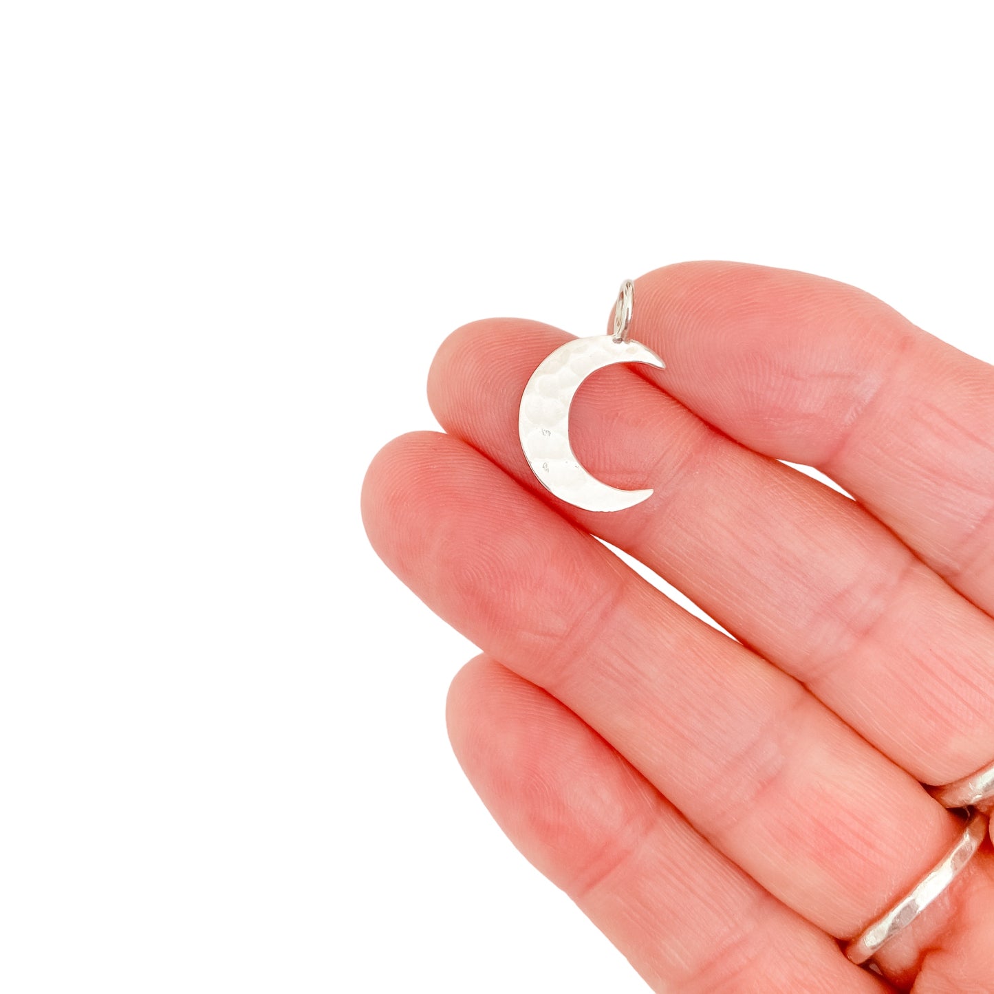 Silver Hammered Moon Pendant